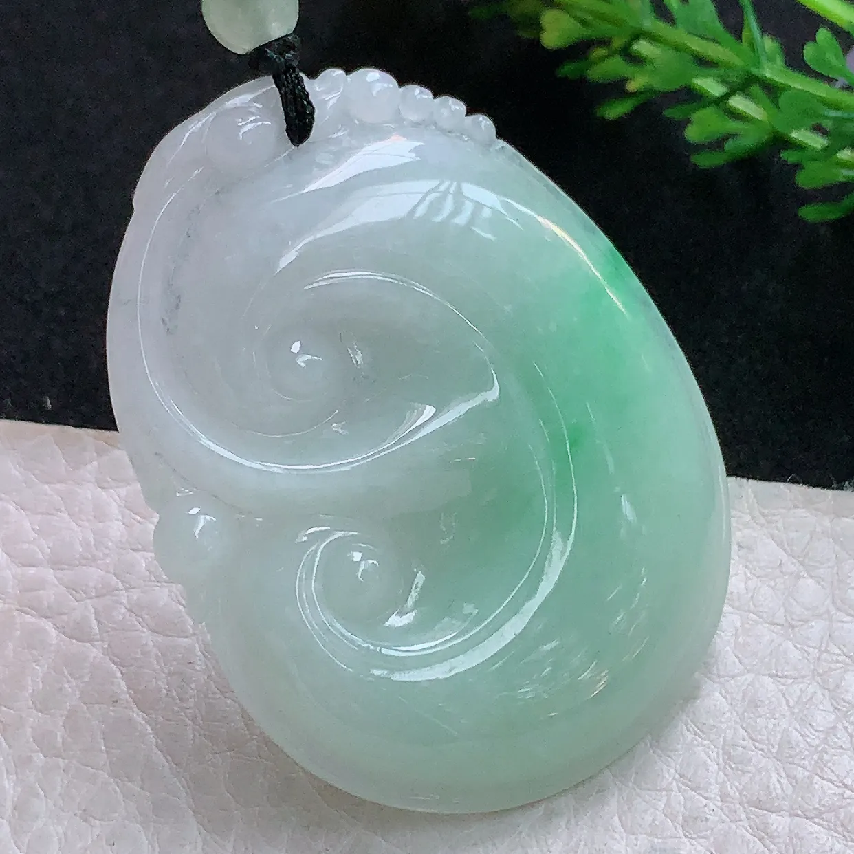 zen实拍53*40*6老坑天然翡翠飘绿大如意 玉如意玉挂件 毛衣坠