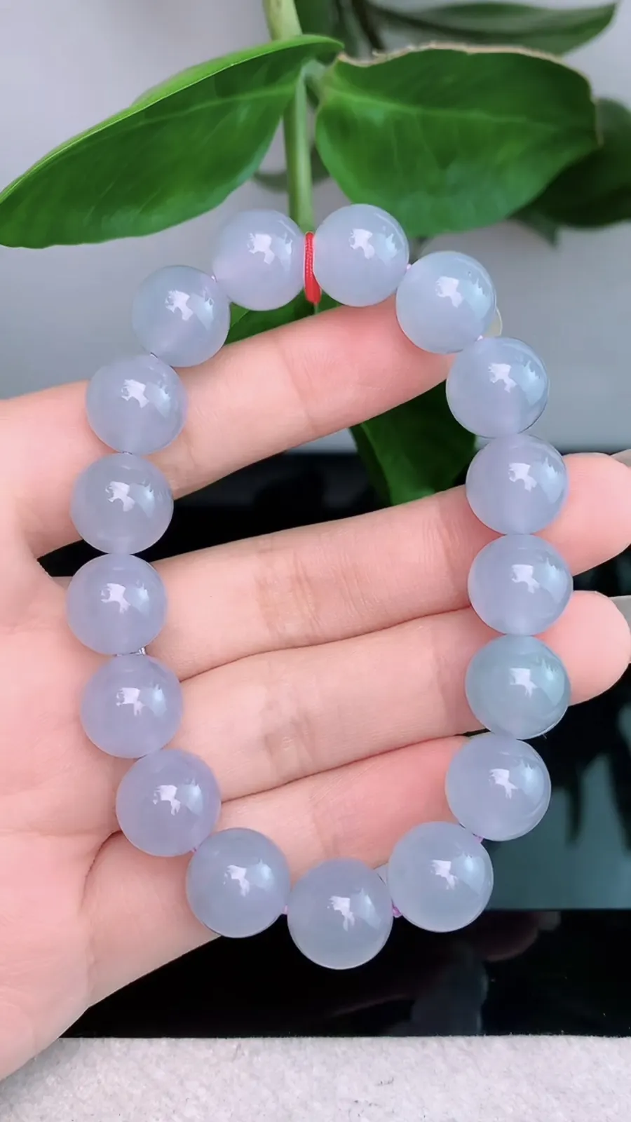 天然A货翡翠-冰润紫罗兰胶感圆珠手串1018-281，尺寸取大11.6，重量49.10g