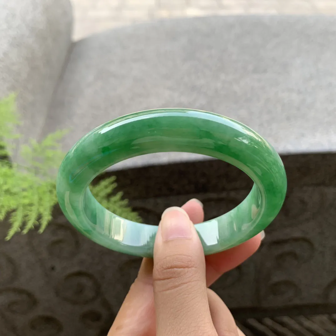 圈口57.3-12.3-9.2【芙蓉绿正圈手镯】正圈57 58可戴