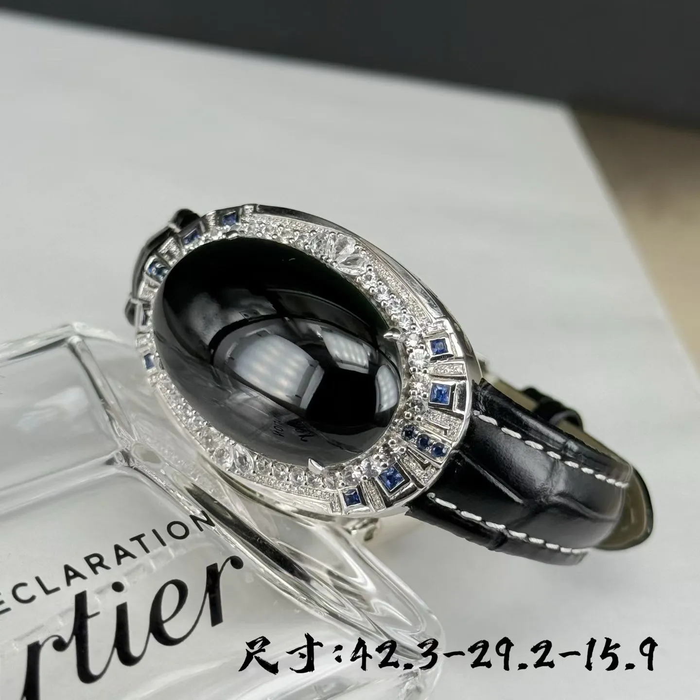 墨翠蛋面手环 种好色正 黑度极好 打灯通透 油性十足 打灯通透  尺寸42.3