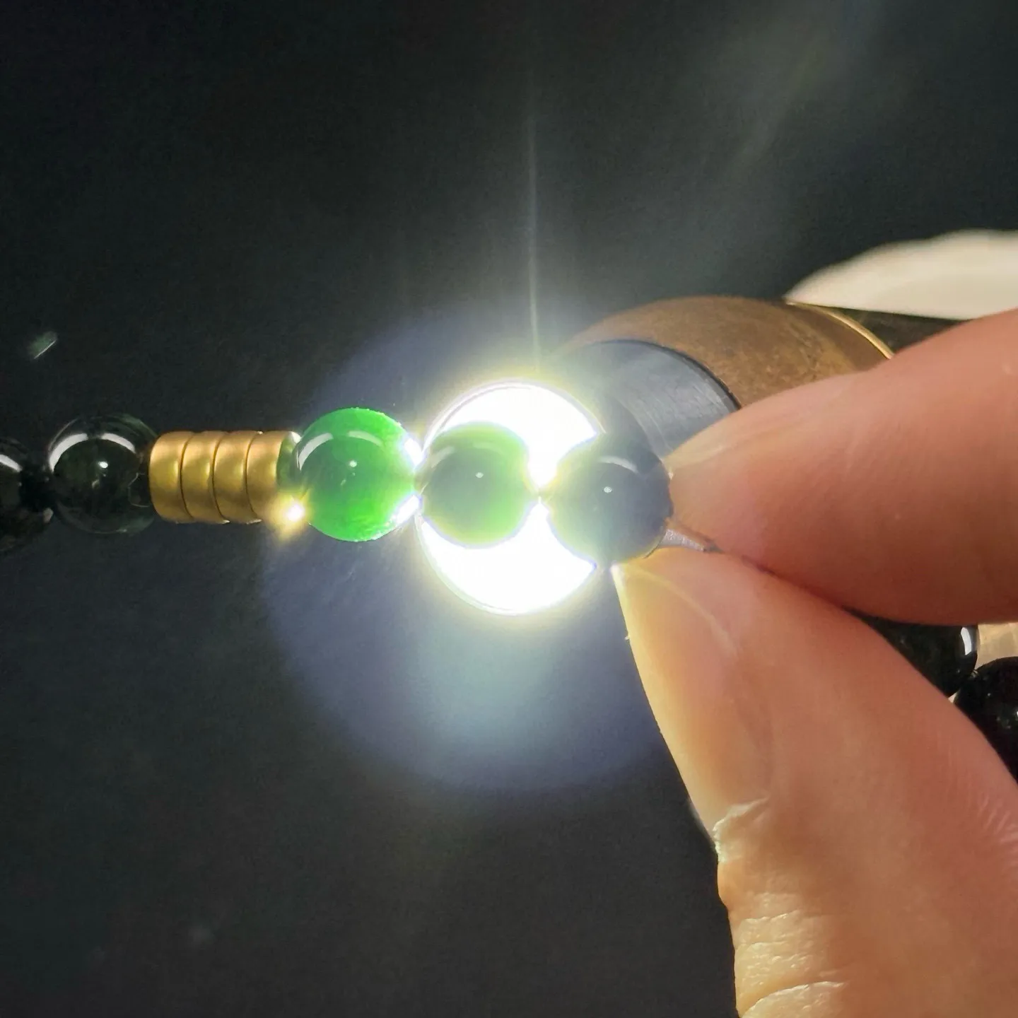 精品18k墨翠金盘缠珠子手串 尺寸6.3