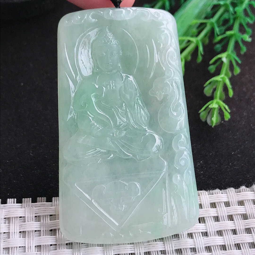 自然光52.8/38/5.2老坑冰胶水灵冰晴观音菩萨挂件翡翠玉坠吊坠百搭