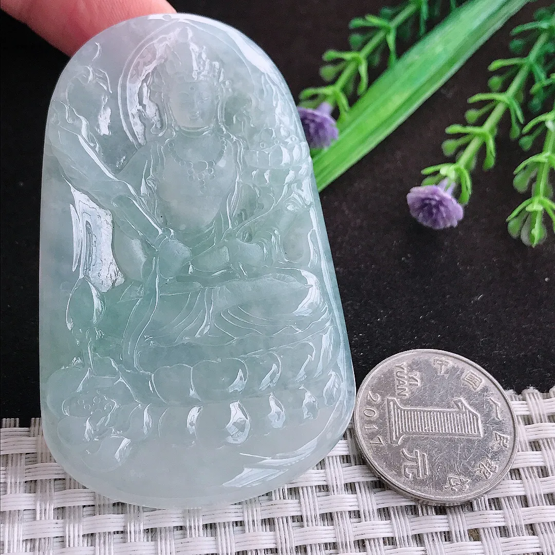 自然光70.5/44.5/5.5老坑冰胶果冻冰晴虚空藏菩萨挂件翡翠玉坠吊坠百搭