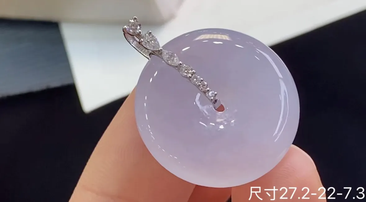 私人专拍，18k金+钻紫罗兰平安扣吊坠