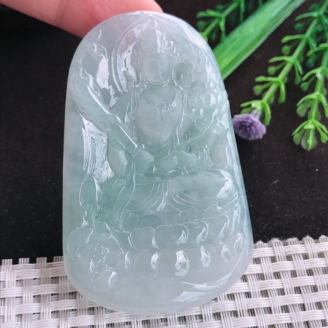 自然光70.5/44.5/5.5老坑冰胶果冻冰晴虚空藏菩萨挂件翡翠玉坠吊坠百搭