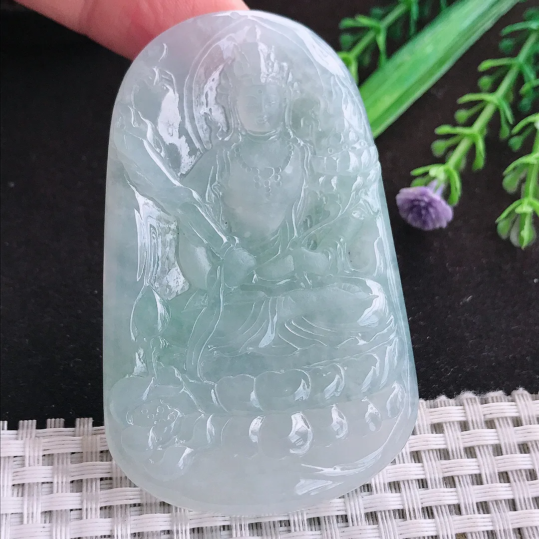 自然光70.5/44.5/5.5老坑冰胶果冻冰晴虚空藏菩萨挂件翡翠玉坠吊坠百搭