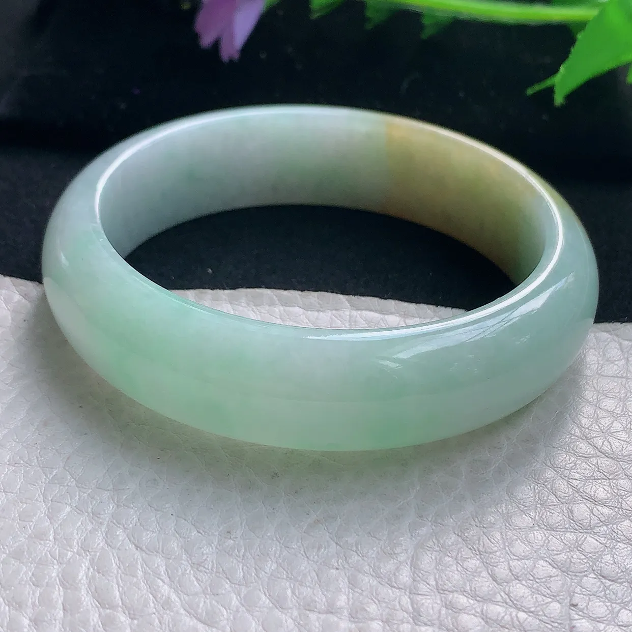 z大圈口60*16.3*8.3轮胎镯 老坑天然翡翠黄加绿宽边玉手镯 珠宝玉手环