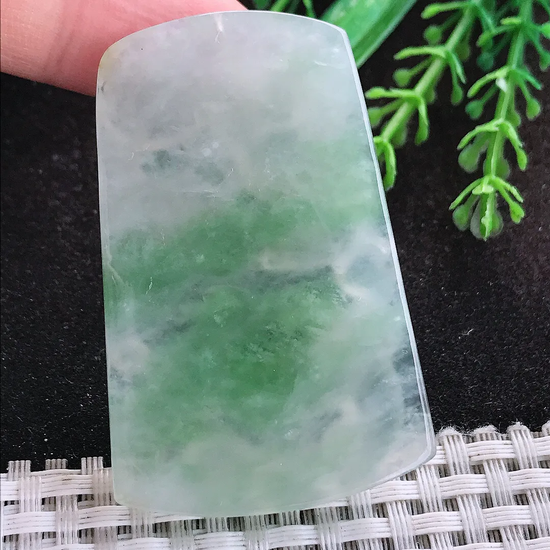 自然光55.6/36/7.3老坑冰胶果冻飘花龙牌挂件翡翠玉坠吊坠百搭