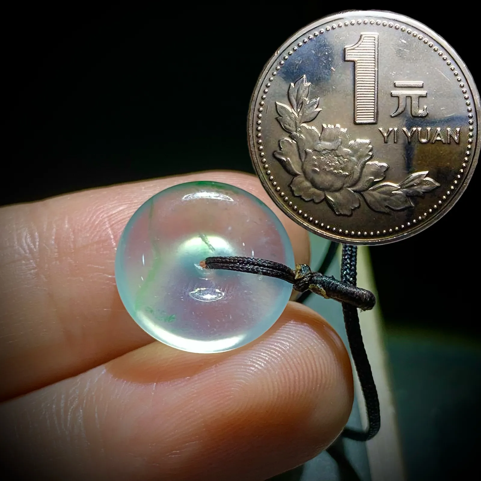 高品质翡翠平安扣子，15.2-5mm，