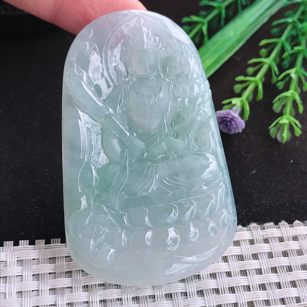 自然光70.5/44.5/5.5老坑冰胶果冻冰晴虚空藏菩萨挂件翡翠玉坠吊坠百搭