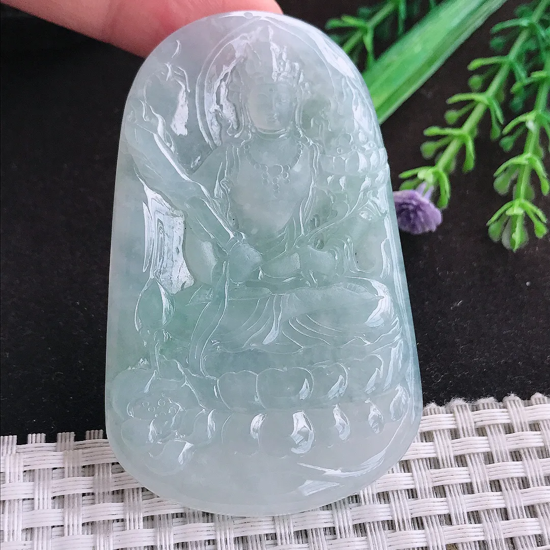 自然光70.5/44.5/5.5老坑冰胶果冻冰晴虚空藏菩萨挂件翡翠玉坠吊坠百搭