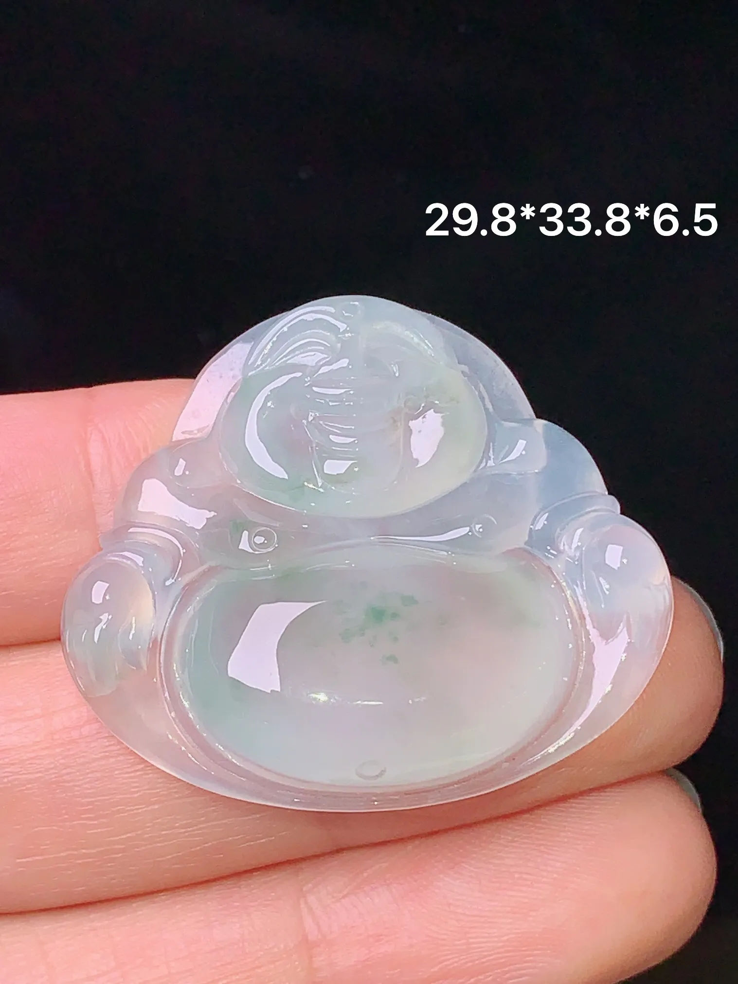 冰种佛公吊坠 玉质细腻 水润亮眼 整体尺寸29.8*33.8*6.5