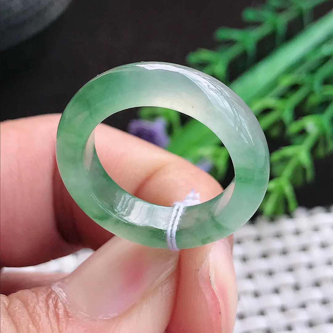 自然光17.5/5.6/4老坑冰种果冻冰飘花戒指翡翠指环