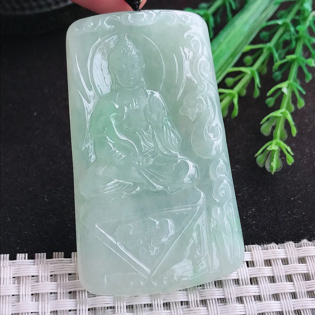 自然光52.8/38/5.2老坑冰胶水灵冰晴观音菩萨挂件翡翠玉坠吊坠百搭