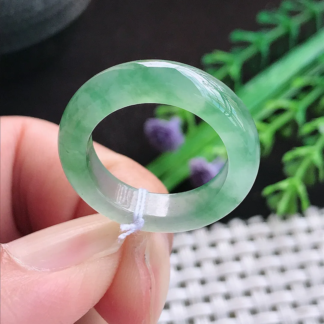 自然光17.5/5.6/4老坑冰种果冻冰飘花戒指翡翠指环