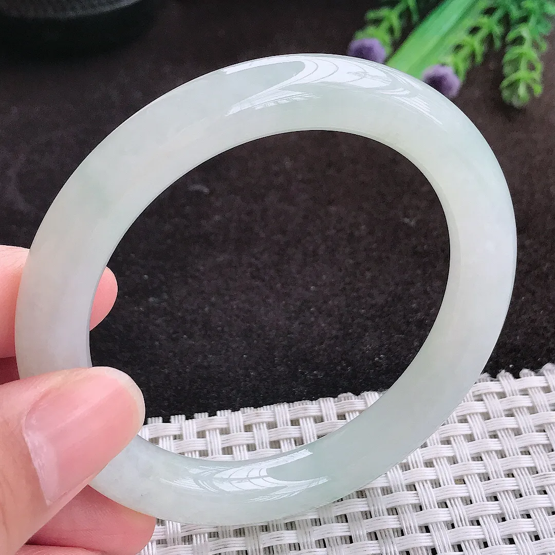 自然光56/9.5/9.7老坑冰胶水灵冰晴圆条手镯翡翠玉镯手环