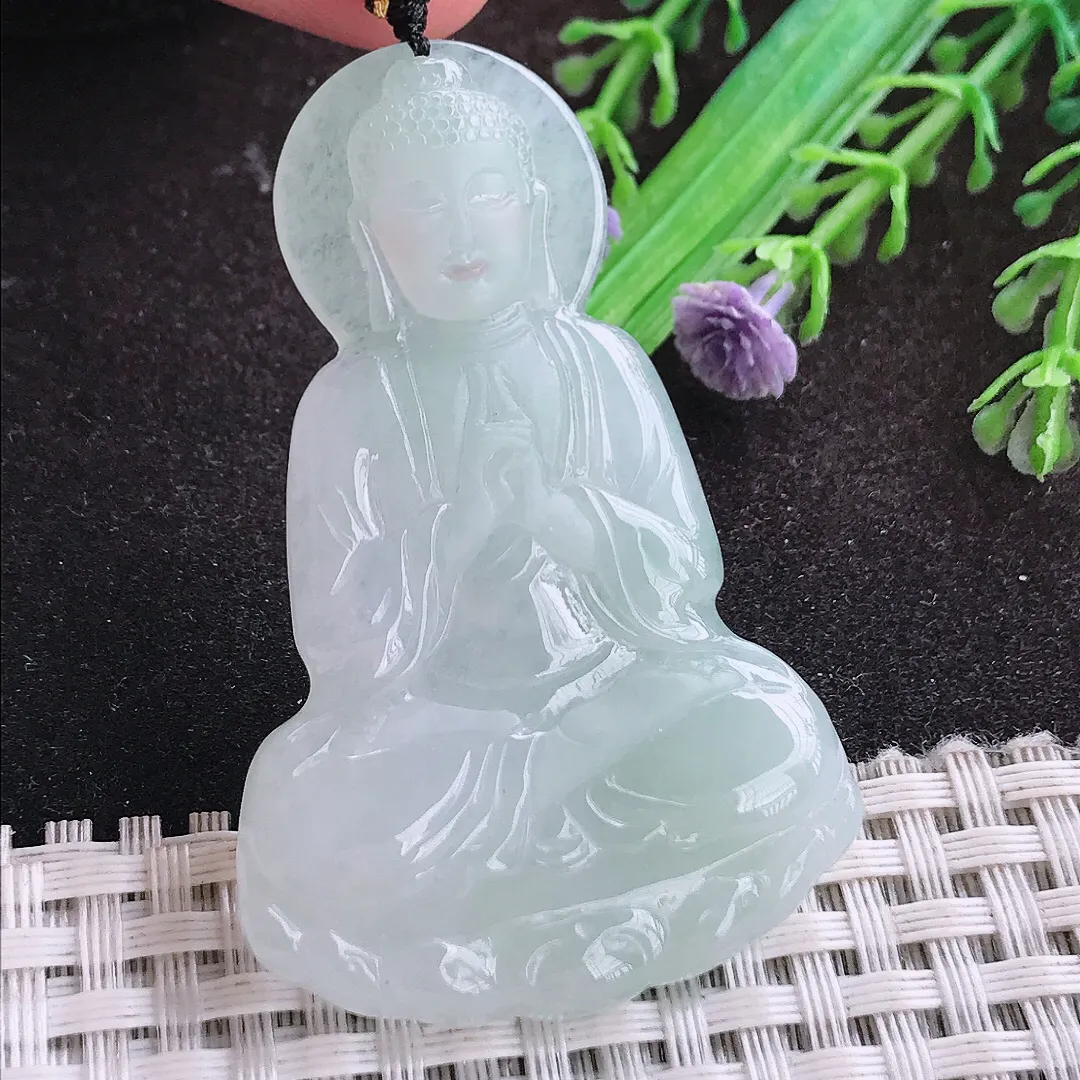 自然光56/37.2/5.2老坑秀气冰胶大日如来佛祖挂件翡翠玉坠吊坠百搭