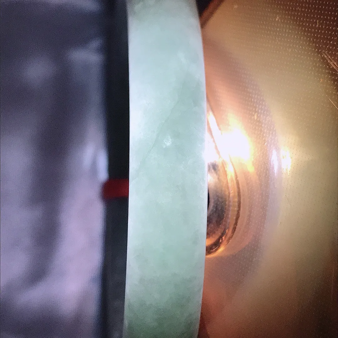 自然光55.5/9.7老坑精美温润飘阳绿圆条手镯翡翠玉镯手环