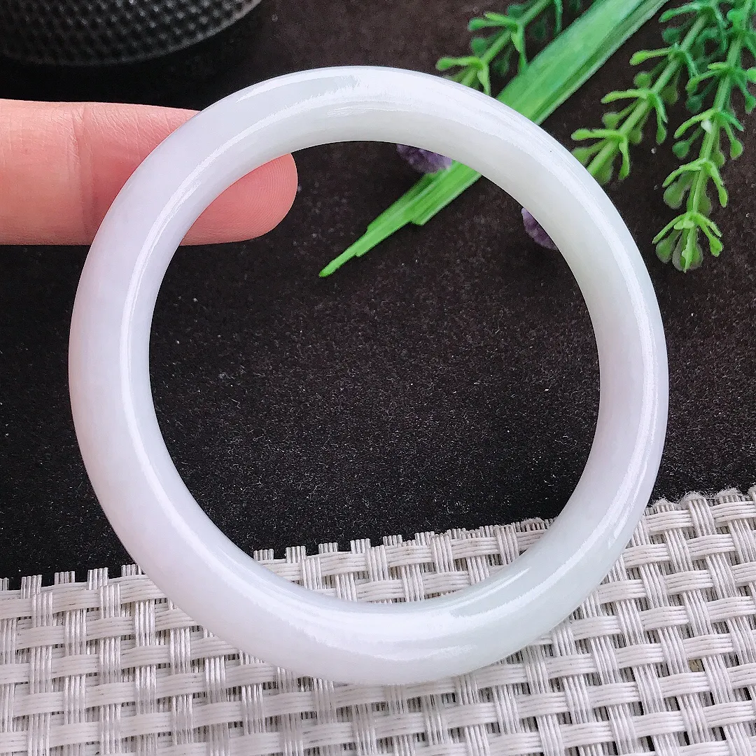 自然光55.5/8.3/8.6老坑秀气冰润圆条手镯翡翠玉镯手环