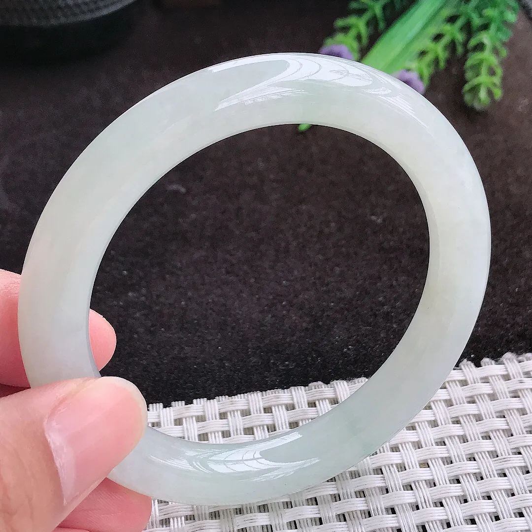 自然光56/9.5/9.7老坑冰胶水灵冰晴圆条手镯翡翠玉镯手环