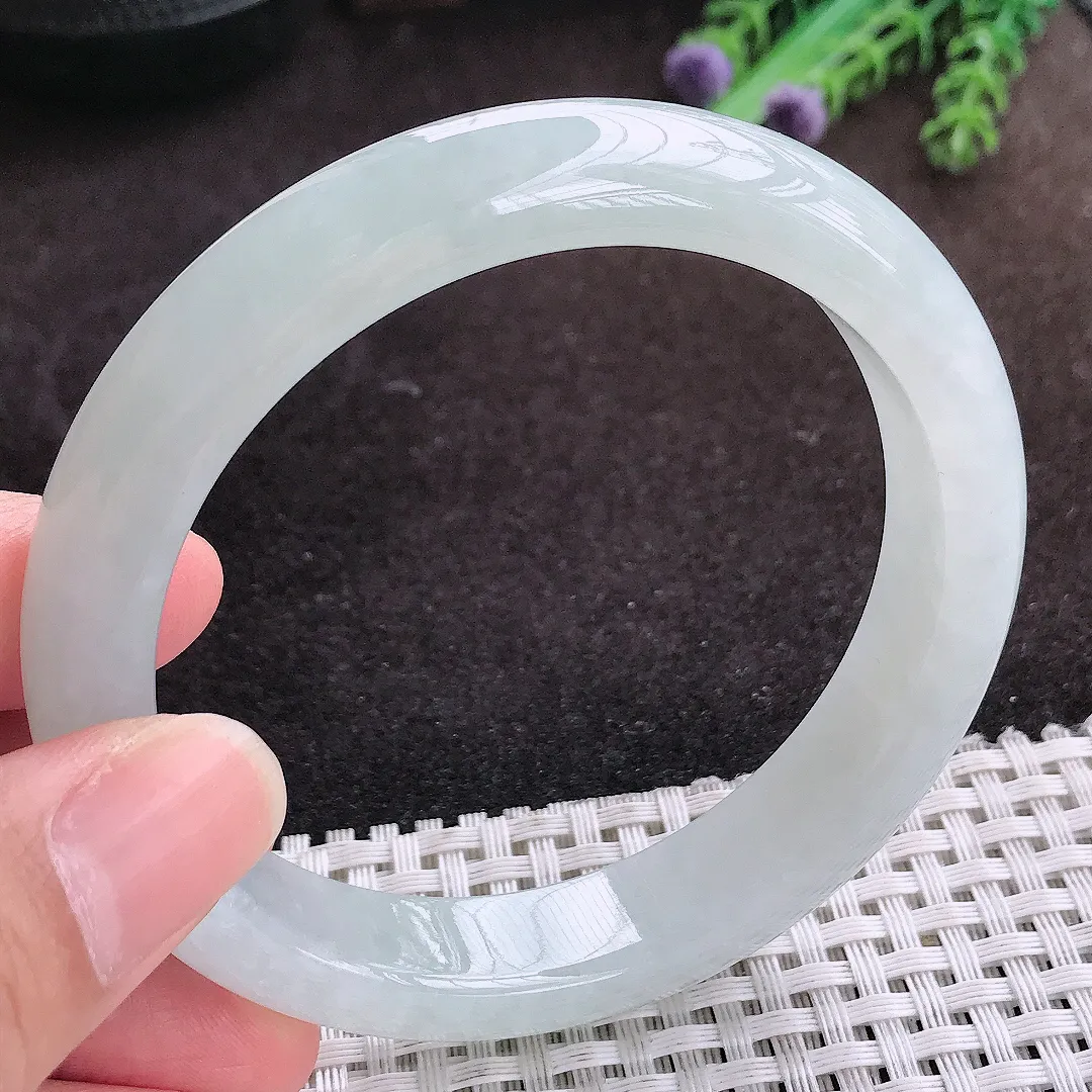 自然光60/12.2/8.8老坑冰透果冻胶手镯宽边翡翠玉镯手环