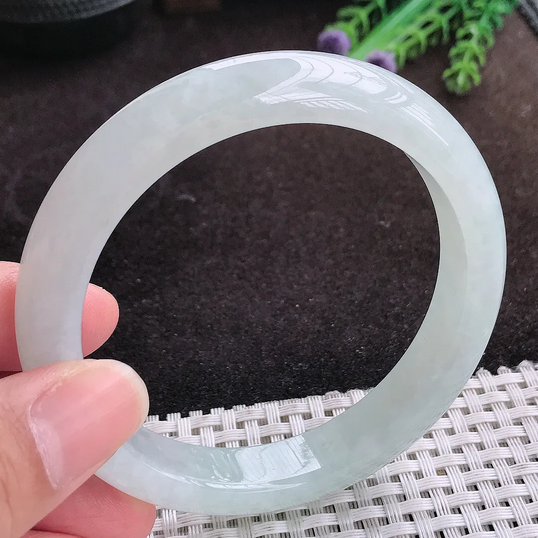 自然光60/12.2/8.8老坑冰透果冻胶手镯宽边翡翠玉镯手环