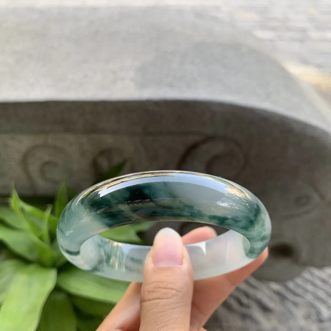 宽版圈口 57-15-8.4   【冰种飘花正圈手镯】正圈57 58可戴