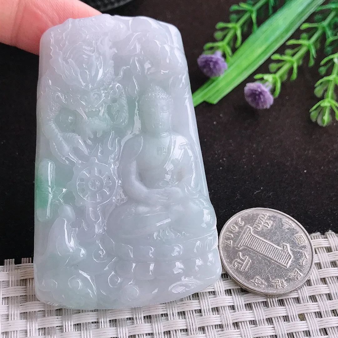 自然光71.2/44.3/8.9老坑秀气温润大日如来佛挂件翡翠玉坠吊坠百搭