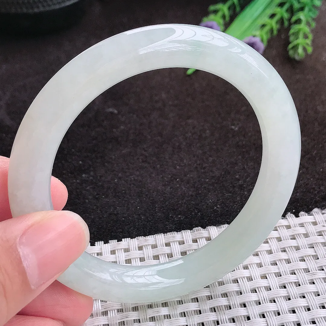 自然光56/9.5/9.7老坑冰胶水灵冰晴圆条手镯翡翠玉镯手环