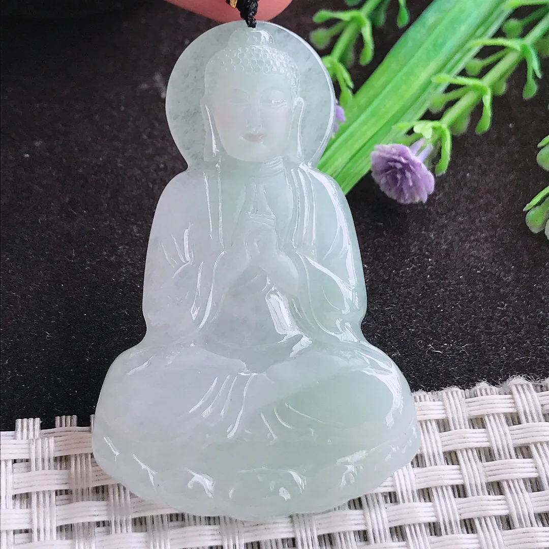 自然光56/37.2/5.2老坑秀气冰胶大日如来佛祖挂件翡翠玉坠吊坠百搭