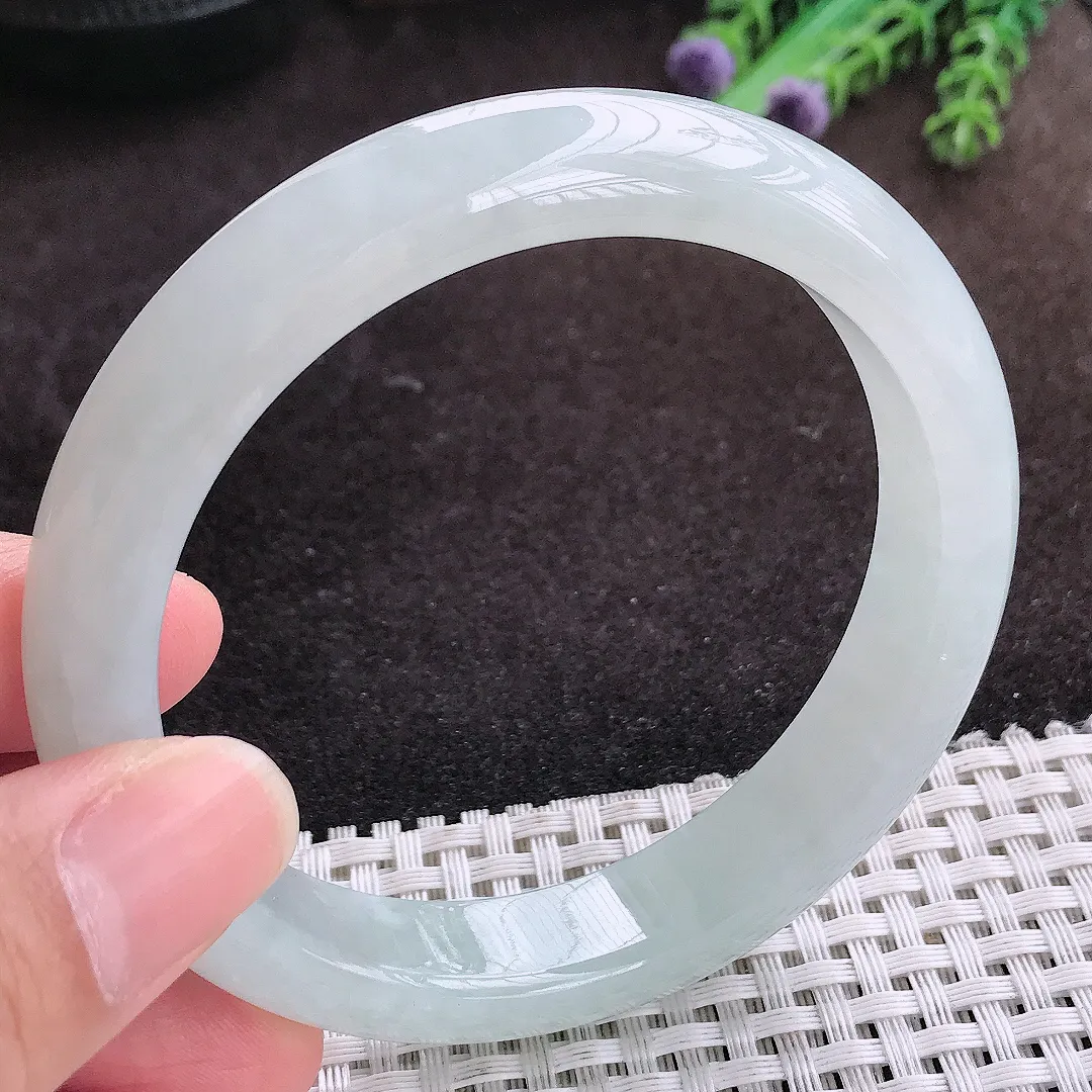 自然光60/12.2/8.8老坑冰透果冻胶手镯宽边翡翠玉镯手环