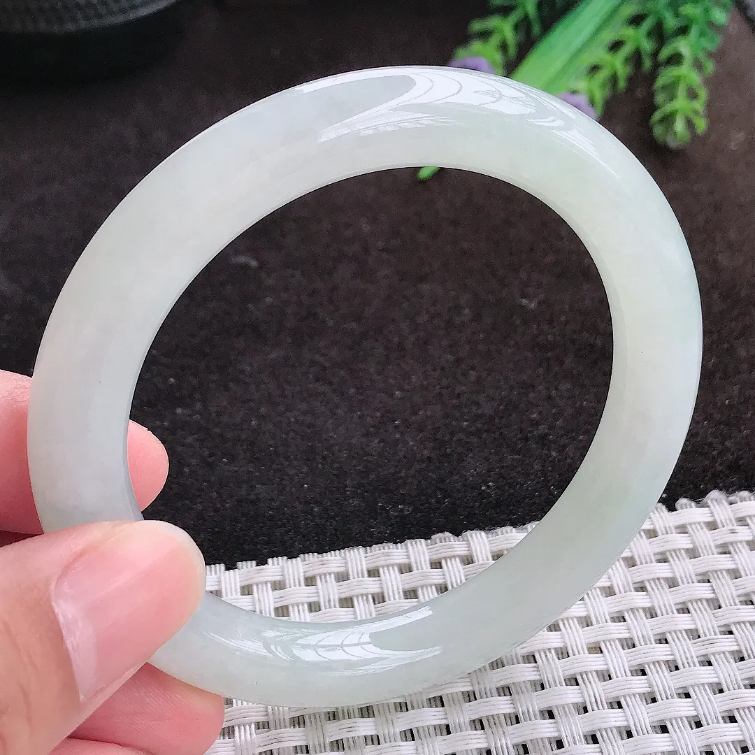 自然光56/9.5/9.7老坑冰胶水灵冰晴圆条手镯翡翠玉镯手环