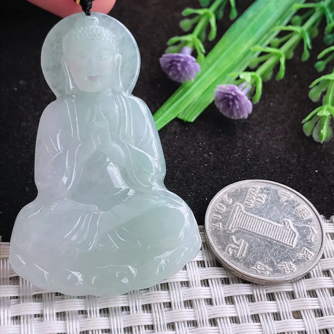 自然光56/37.2/5.2老坑秀气冰胶大日如来佛祖挂件翡翠玉坠吊坠百搭