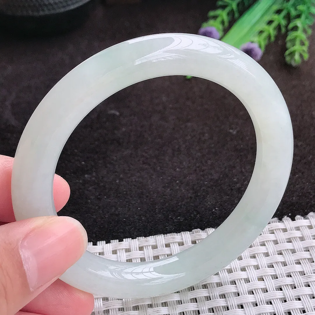 自然光56/9.5/9.7老坑冰胶水灵冰晴圆条手镯翡翠玉镯手环