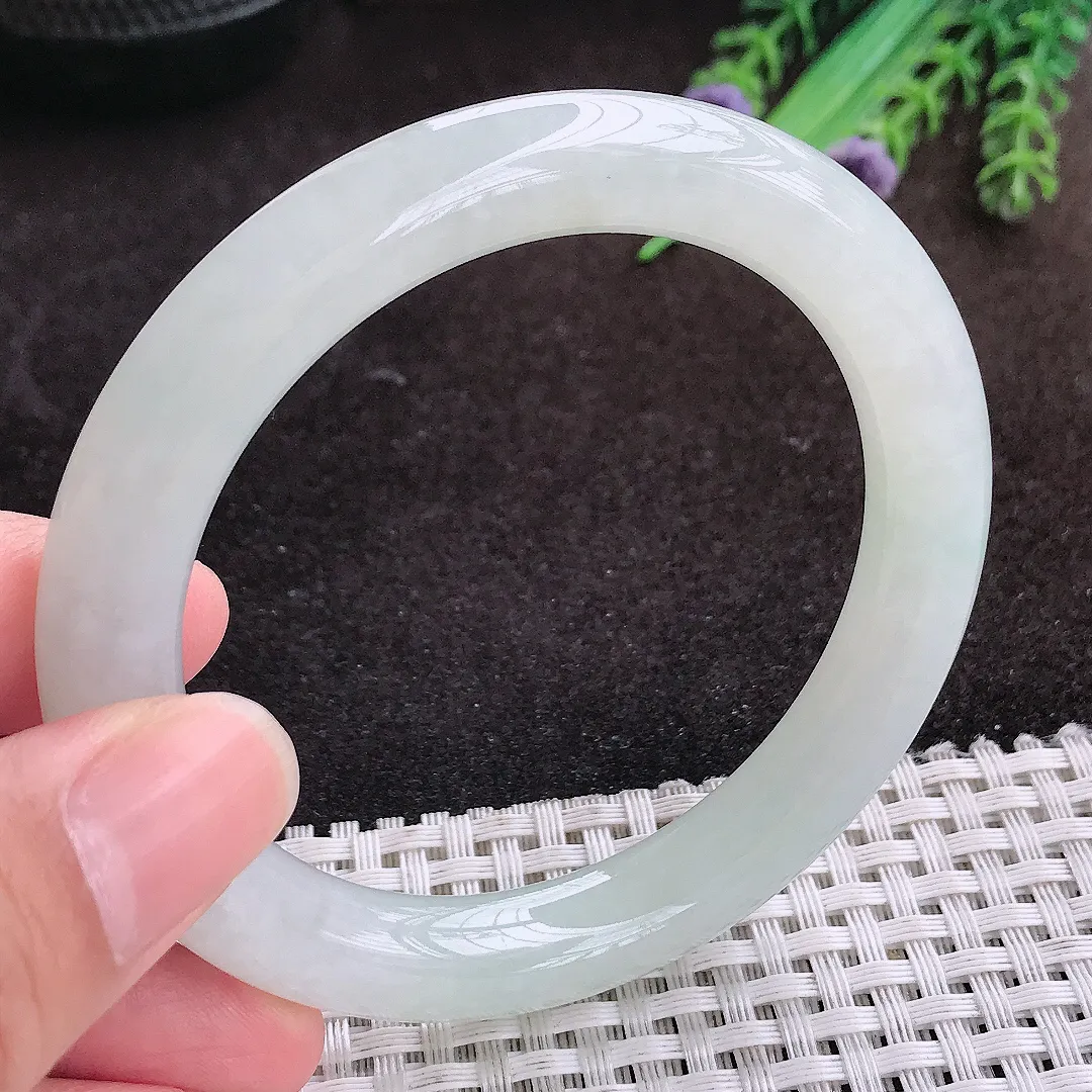 自然光56/9.5/9.7老坑冰胶水灵冰晴圆条手镯翡翠玉镯手环