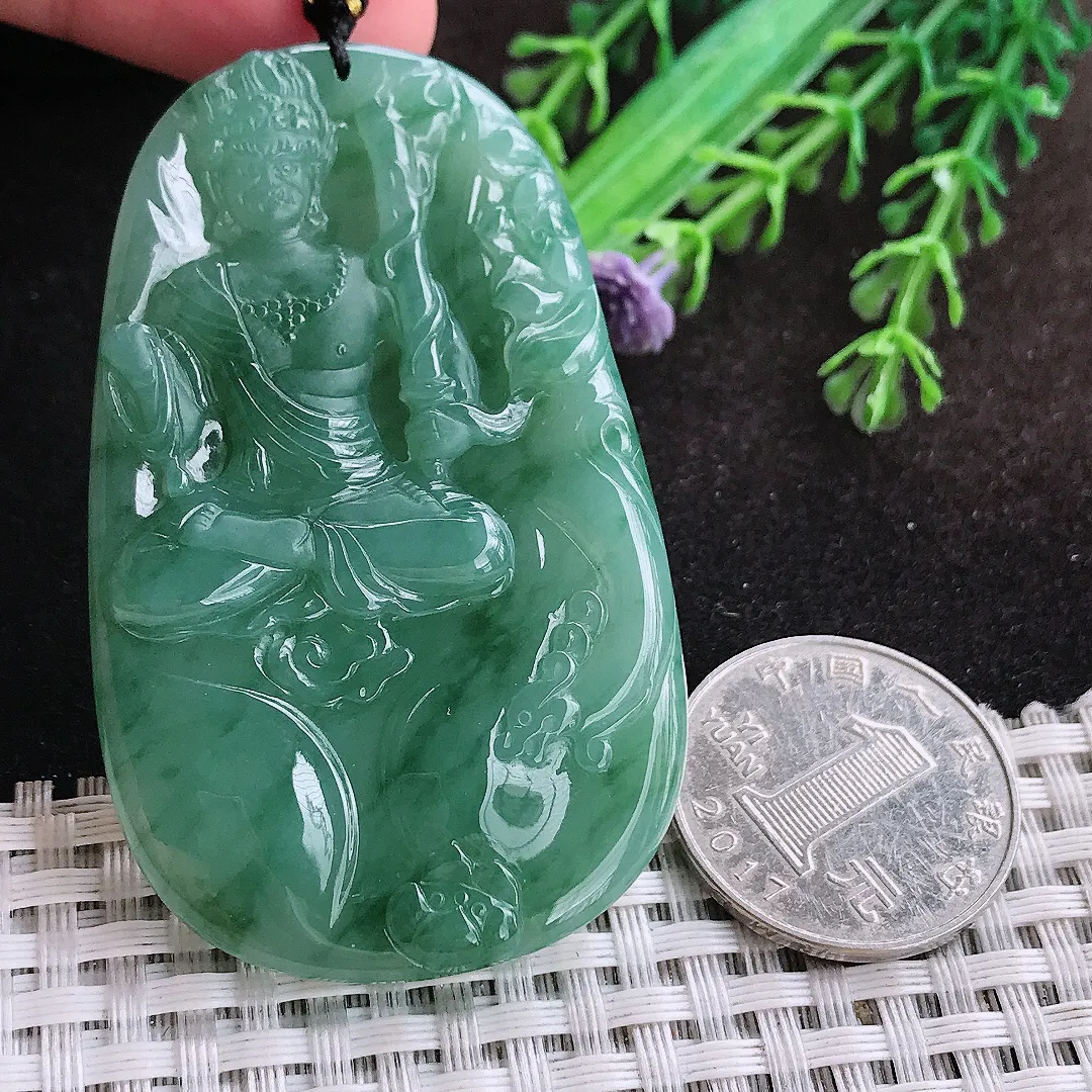 自然光62/38.5/5.6老坑冰胶水灵满色不动明王挂件翡翠玉坠吊坠百搭