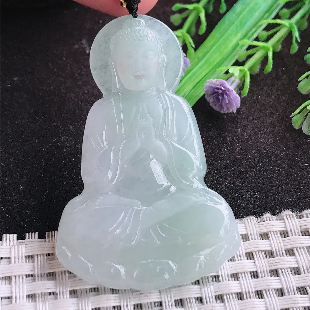 自然光56/37.2/5.2老坑秀气冰胶大日如来佛祖挂件翡翠玉坠吊坠百搭