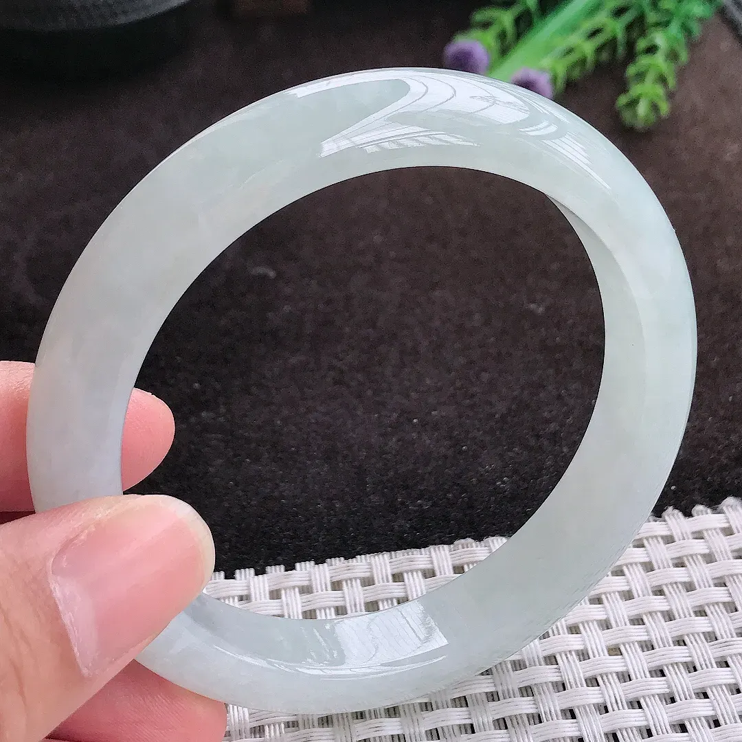 自然光60/12.2/8.8老坑冰透果冻胶手镯宽边翡翠玉镯手环