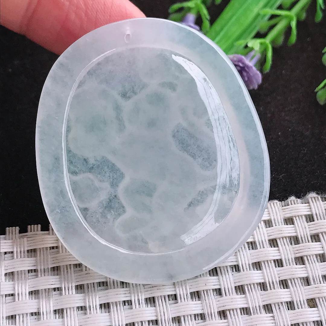 自然光49/42.6/5.1老坑冰透果冻胶白冰生肖猴挂件翡翠玉坠吊坠百搭