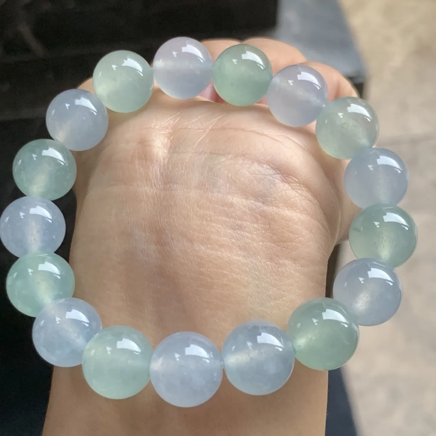 冰种带底色珠子手串 水润光泽 清爽