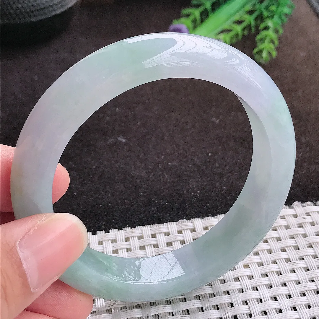 自然光56/12.3/9老坑冰胶水灵紫底手镯宽边翡翠玉镯手环