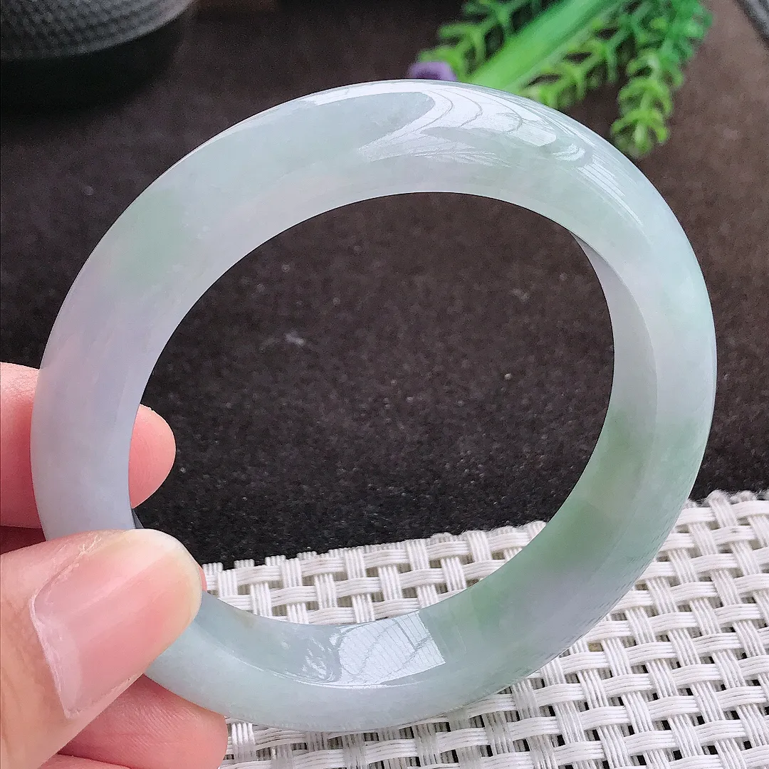 自然光56/12.3/9老坑冰胶水灵紫底手镯宽边翡翠玉镯手环