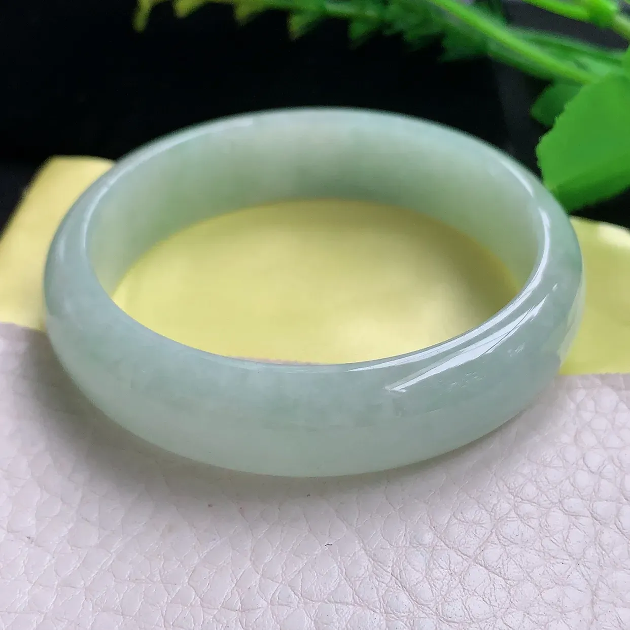 hy自然光57.5*15*7轮胎镯 天然缅甸翡翠清新大气宽边玉手镯 珠宝玉手环