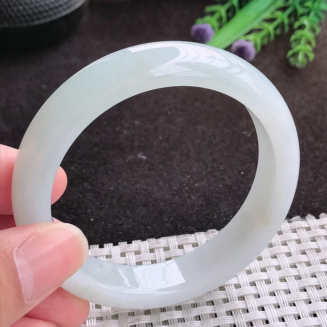 自然光54/12.7/8.1老坑冰胶水灵冰纯手镯宽边翡翠玉镯手环