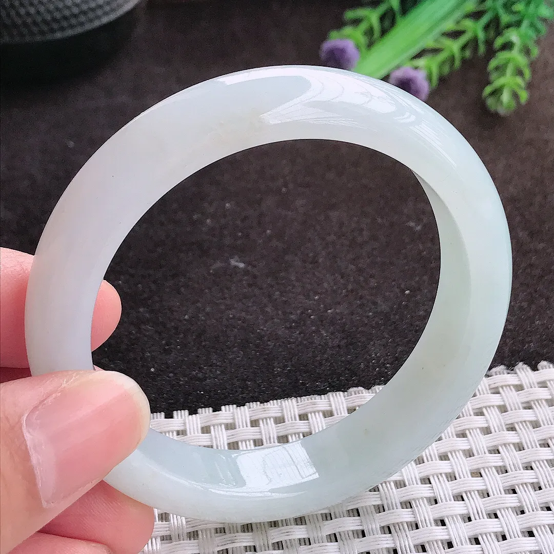自然光54/12.7/8.1老坑冰胶水灵冰纯手镯宽边翡翠玉镯手环