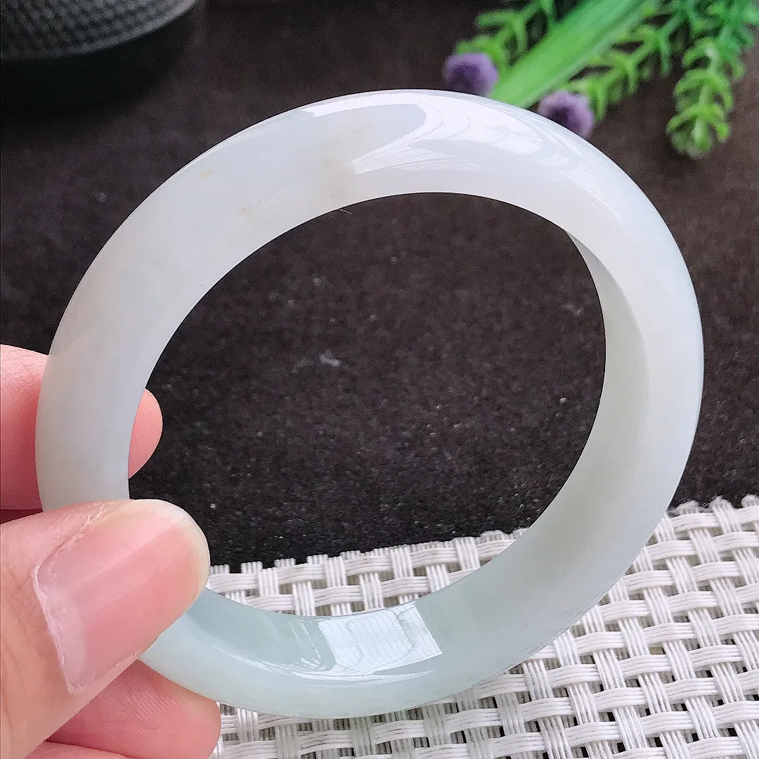 自然光54/12.7/8.1老坑冰胶水灵冰纯手镯宽边翡翠玉镯手环