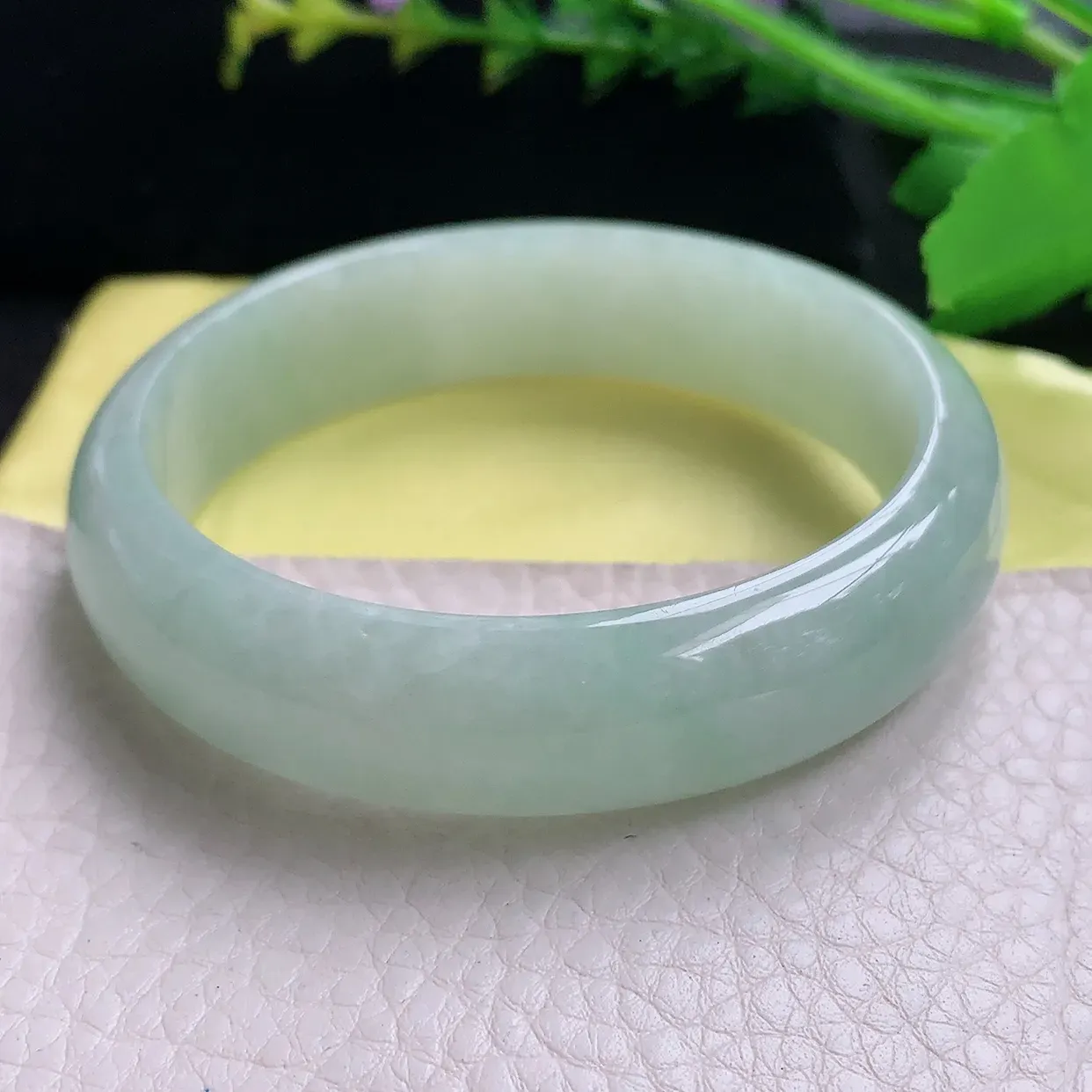 hy自然光57.5*15*7轮胎镯 天然缅甸翡翠清新大气宽边玉手镯 珠宝玉手环