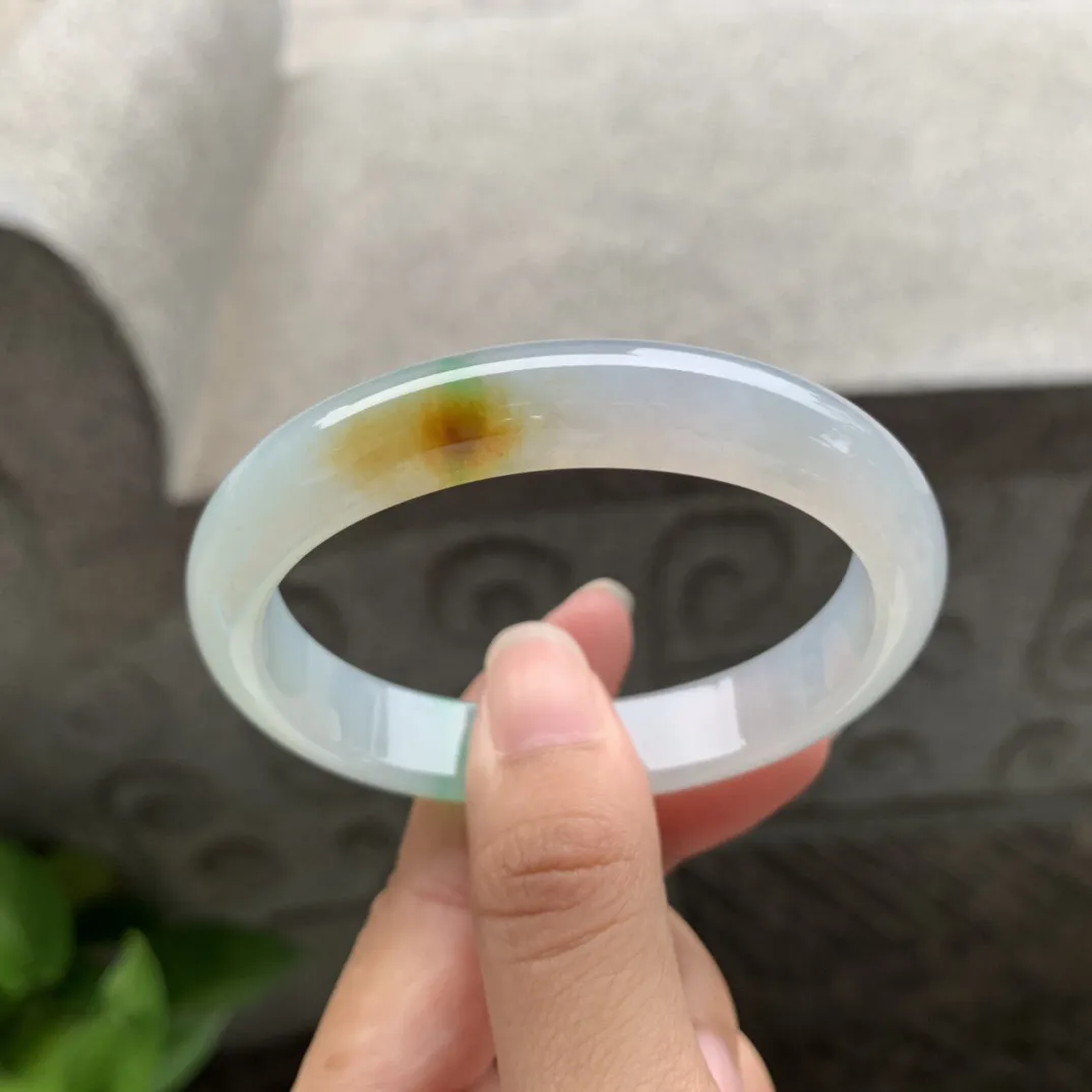 圈口55-47.2-10.4-7.2 【冰黄加绿贵妃手镯】贵妃55 56可戴