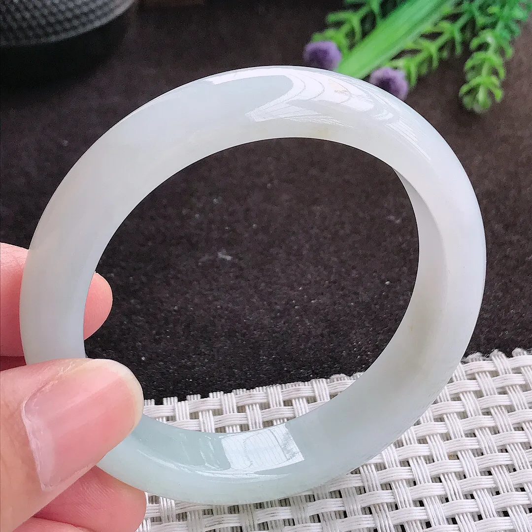 自然光54/12.7/8.1老坑冰胶水灵冰纯手镯宽边翡翠玉镯手环