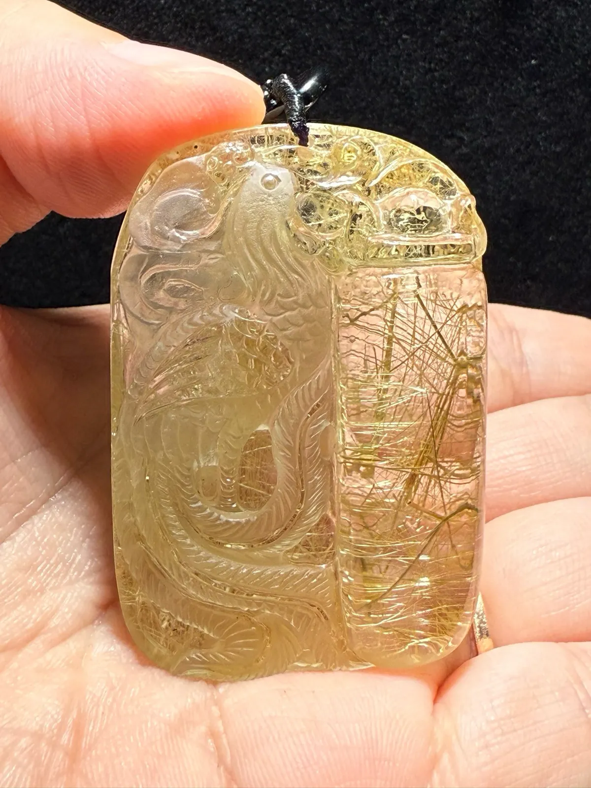 金凤凰天然金发晶凤凰吊坠，发晶花凤凰吊坠金凤凰发质金黄亮泽发质清透，效应好晶体干净